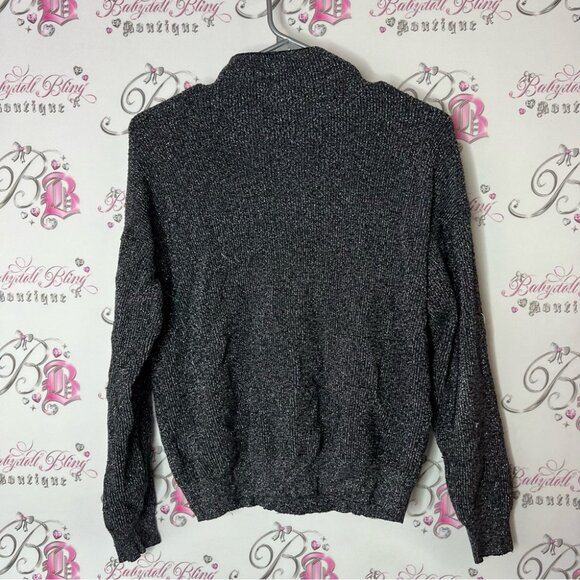 Jacqueline de yong sparkly silver Black Sweater turtleneck knitted warm - Picture 2 of 5